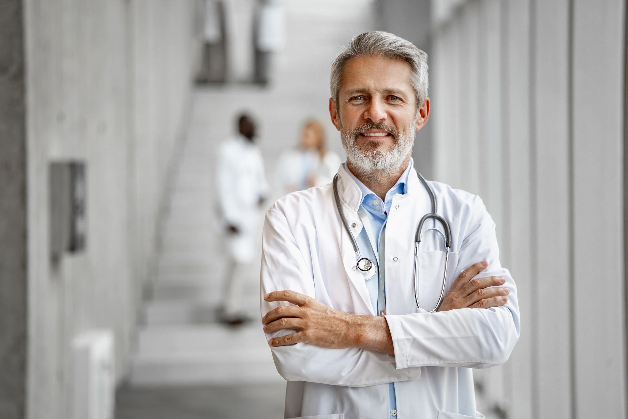 Confident physician in a professional practice environment